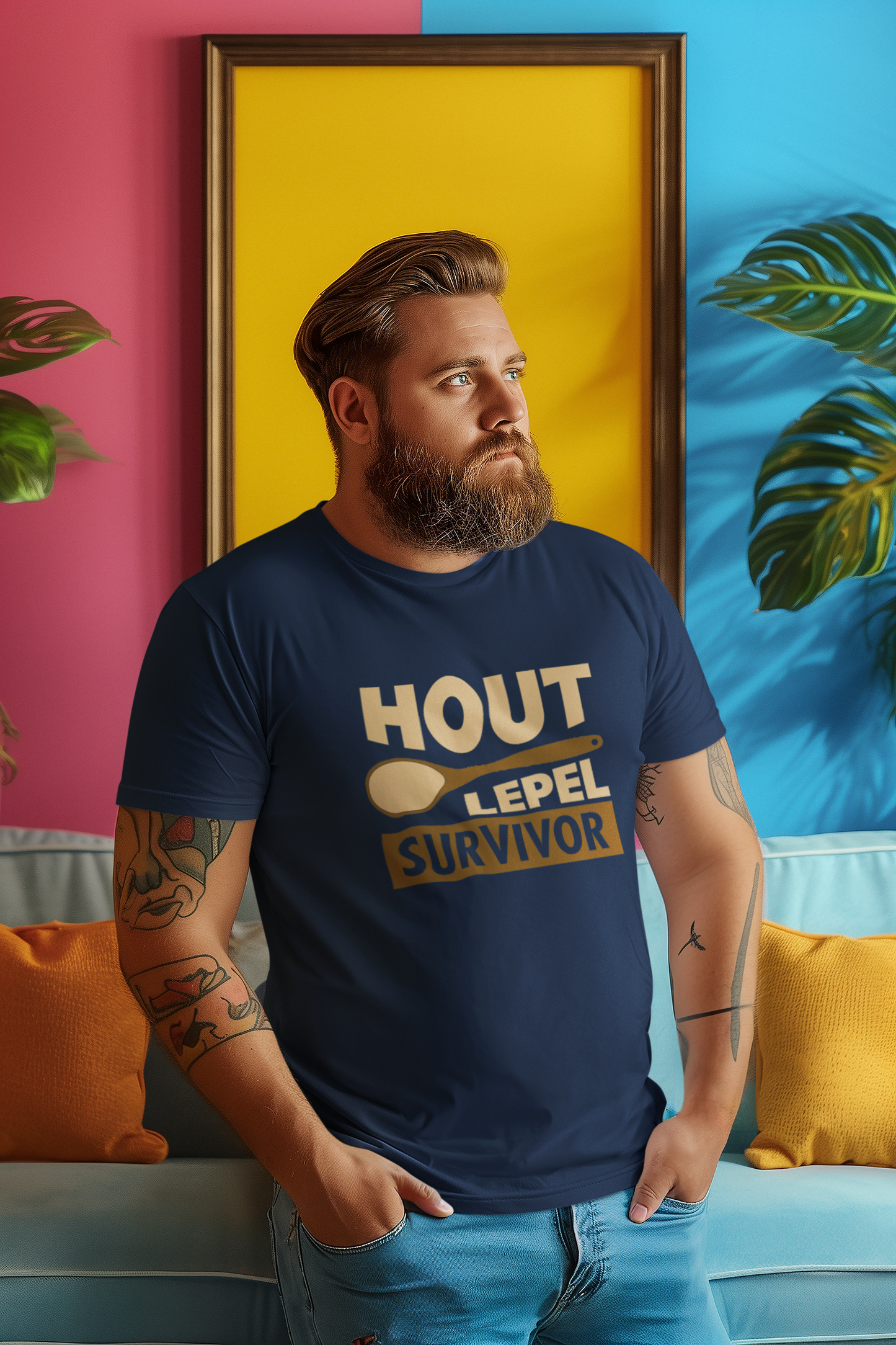 Duwweltjie® Foolstop - "Hout Lepel Survivor" Men's T-Shirt